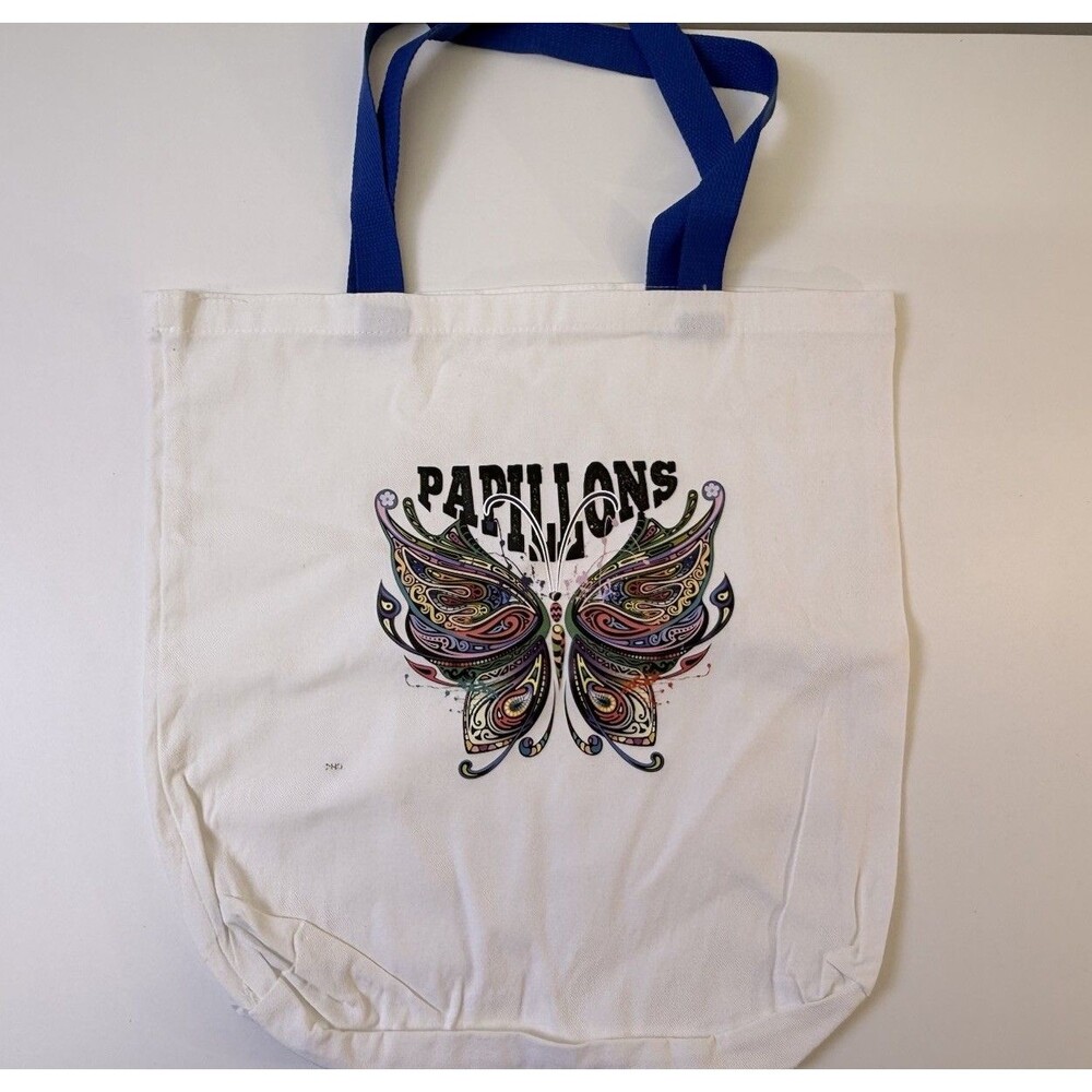 French Papillons Colorful Butterfly Graphic Tote Bag Boho Psychedelic Design Bag